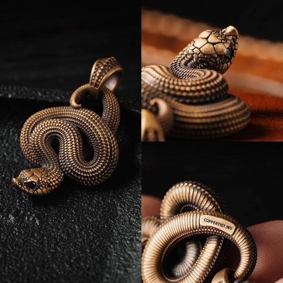 COPPERTIST.WU Hognose Snake Pendant Necklace Snake Statement  Hognose Snake Pendant for Necklace Snake Statement Charm Goth Animal Novelty Jew